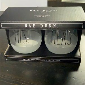 Rae Dunn Wine Glasses HIS & HERS
